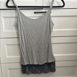 Bordeaux Gray Camisole with Lace Hem